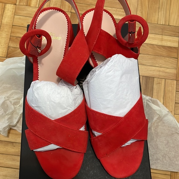 J.Crew Suede Penny sandals-J8229-BRIGHT CERISE- US 7.5 - Picture 8 of 9